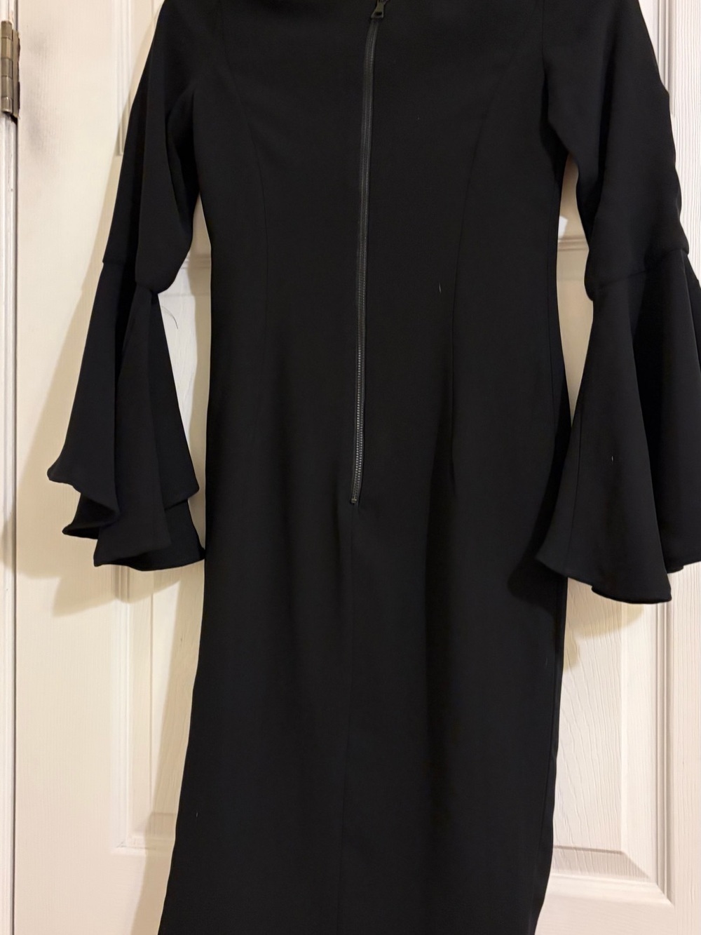Bardot Black Off-Shoulder Midi Dress with Tiered Bell Sleeves - Picture 6 of 7